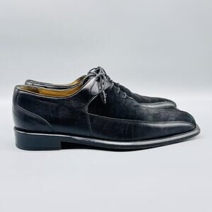 Mezlan Shoes Mens 8 Black Leather Suede Redford Oxford Lace Up Dress Italy